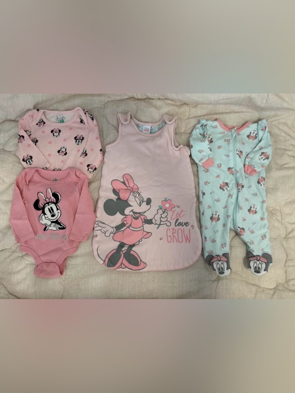Minnie Mouse Baby Sleep Sack, Long Sleeve, Sleeper Set - 0-3 Months